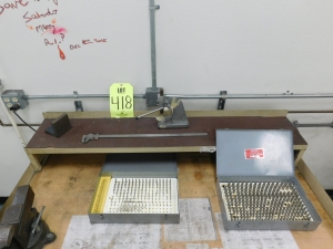 LISTA 5 DRAWER WORKBENCH, W/4" VISE, (2) PIN GAGE SETS, CALIPERS, SMALL PRESS-418
