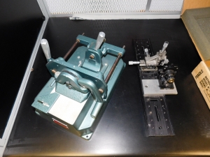 WSI WORKSTATION, 73"X40"X65", LIGHTED & WITH BUILT-IN DUST VACUUM W/FILTERS, PLUS: CARPENTER 47-A WIRE PROCESSING MACHINE, NEWPORT OPTICS/NRC OPTICAL RAIL, MODEL: URL-18, & PHOTODYNE MODEL 3000 MULTI-SENSOR MODULE-432