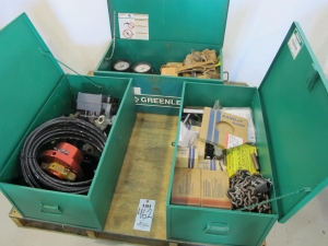 LOT (3) GREENLEE TOOL BOXES W/ CONTENTS (G-49) LOADING & HANDLING FEE $15-