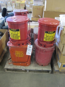 LOT ASSORTED JUSTRITE OILY WASTE CANS (G-49) LOADING & HANDLING FEE $15-