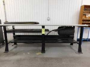 MACHINE/WORK TABLE, 8'X30"X34", W/MOUNTED PNEUMATIC STORAGE TANK-56
