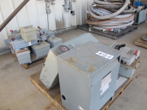 LOT (2) PALLETS ASSORTED TRANSFORMERS & ELECTRICAL BOXES (G-49) LOADING & HANDLING FEE $30-