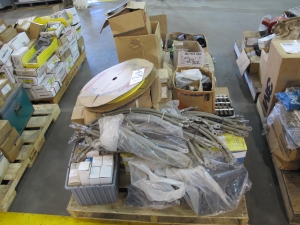 LOT (2) PALLETS ASSORTED CABLES, PIPE FITTINGS, ETC. (G-49) LOADING & HANDLING FEE $30-