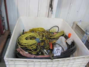 LOT (2) PALLETS ASSORTED MACHINE DOLLIES & ELECTRICAL CORDS (G-49) LOADING & HANDLING FEE $30-