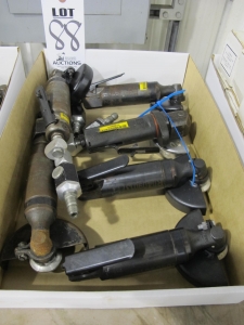 LOT (6) ASSORTED PNEUMATIC ANGLE GRINDERS (G-49) LOADING & HANDLING FEE $5-