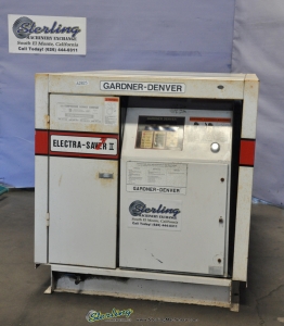 200 CFM Used Gardner Denver Electra Saver Turn Valve Rotary Screw Air Compressor, Mdl. Electra Saver EAH99A, 50 H.P., Hours On Meter : 67,624.4, AutoSentry ES+ Compressor Control, Direct Drive Non Geared Airend, Heavy Duty Inlet Air Filter, AirSmart-12