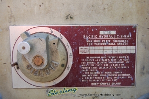 3/8 x 16' Used Pacific Hydraulic Power Squaring Shear-39