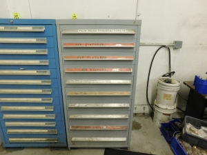 10 DRAWER TOOL/PARTS CABINET, 30"X28"X59" W/O CONTENTS-92