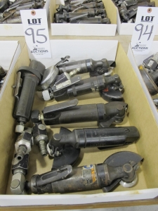 LOT (6) ASSORTED PNEUMATIC ANGLE GRINDERS (G-49) LOADING & HANDLING FEE $5-