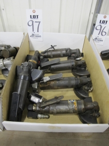 LOT (6) ASSORTED PNEUMATIC ANGLE GRINDERS (G-49) LOADING & HANDLING FEE $5-