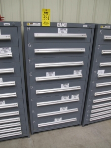 STANLEY VIDMAR CABINET, 8 DRAWER, TO INCLUDE: AIR FILTERS, RELAYS, CONNECTORS. LOCATED AT W-44. LOADING AND HANDLING FEE $25-351