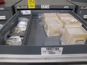 STANLEY VIDMAR CABINET, 8 DRAWER, TO INCLUDE: AIR FILTERS, RELAYS, CONNECTORS. LOCATED AT W-44. LOADING AND HANDLING FEE $25-351