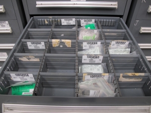 STANLEY VIDMAR CABINET, 8 DRAWER, TO INCLUDE: AIR FILTERS, RELAYS, CONNECTORS. LOCATED AT W-44. LOADING AND HANDLING FEE $25-351