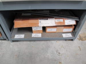 STANLEY VIDMAR CABINET, 5 DRAWER, TO INCLUDE: POPPET VALVES, PIPE REDUCERS, TRANSDUCERS, INPUT AND OUTPUT RELAYS. LOCATED AT W-44. LOADING AND HANDLING FEE $25-356