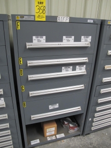 STANLEY VIDMAR CABINET, 5 DRAWER, TO INCLUDE: HOUSING PUMPS, BODY CONDUIT, DISCONNECT SWITCHES, CAPACITORS, GREASE FITTINGS,. LOCATED AT W-44. LOADING AND HANDLING FEE $25-358