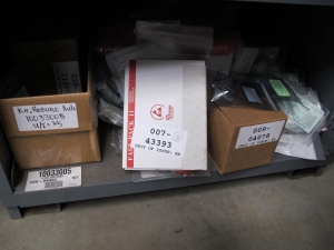 STANLEY VIDMAR CABINET, 5 DRAWER, TO INCLUDE: BATTERIES, PRESSURE REGULATORS, FUSES, GLAND VALVES, CONNECTORS, COMPRESSOR VALVES, . LOCATED AT W-44. LOADING AND HANDLING FEE $25-364