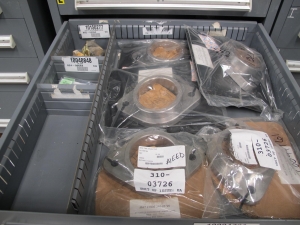 STANLEY VIDMAR CABINET, 5 DRAWER, TO INCLUDE: RELAYS, CONTACT BLOCKS, AIR COMPRESSOR PARTS, RELIEF VALVE. LOCATED AT W-44. LOADING AND HANDLING FEE $25-365