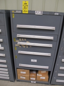 STANLEY VIDMAR CABINET, 5 DRAWER, TO INCLUDE: SWITCHES. LOCATED AT W-44. LOADING AND HANDLING FEE $25-367