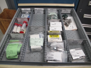 LISTA CABINET, 10 DRAWER, TO INCLUDE: RELAYS, CIRCUITS, REDUCERS, COCK VALVE, COUPLINGS, ELECTRICAL CONDUCTORS. LOCATED AT W-44. LOADING AND HANDLING FEE $25-369