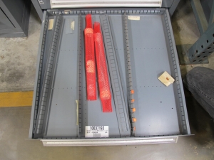 STANLEY VIDMAR CABINET, 11 DRAWER, TO INCLUDE: TERMINAL BLOCKS, PILOT LIGHTS, BELLOWS, SHAFTS, CAPS, PLUG VALVES, CIRCUITS . LOCATED AT W-50 . LOADING AND HANDLING FEE $25-375