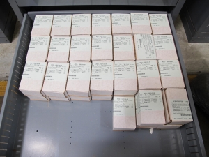 STANLEY VIDMAR CABINET, 8 DRAWER, TO INCLUDE: LIGHT BULBS, SWITCHES, PLUGS, RADIO ANTENNAS, CONTACT BLOCKS, CIRCUITS, SURGE PROTECTORS, SOCKETS, CORDS. LOCATED AT W-50 . LOADING AND HANDLING FEE $25-380