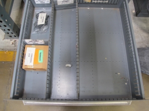 STANLEY VIDMAR CABINET, 8 DRAWER, TO INCLUDE: TERMINAL BLOCK/OUTLETS, BRAKE LINING, MOTOR REPAIR KITS, TEMPERATURE METERS, CONTROLLERS, HEADSETS, MANOMETER SLIDES. LOCATED AT W-50 . LOADING AND HANDLING FEE $25-385