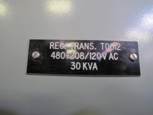 GENERAL ELECTRIC EAN-A-TROL TRANSFORMER, 480-280/120V AC. LOCATED AT W-50 . LOADING AND HANDLING FEE $25-400