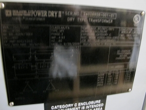 SQUARE-D, TRANSFORMER, DRY, MODEL POWER DRY II, 750 KVA, SELF-COOLED KIND, 3 PHASE, 4160D/480D VOLT RATING.. LOCATED AT W-50 . LOADING AND HANDLING FEE $25-405