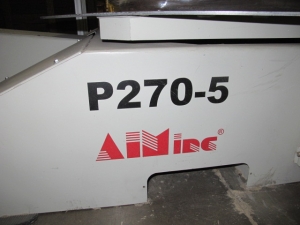 2008 AIM CNC WIRE FORMER & BENDER, 3 DIMENSIONAL, PROGRAMMABLE CNC CONTROL, MODEL 3D8T, 8MM WIRE DIAMETER RANGE, ACCUFORM MODULAR, MAX. WIRE TENSILE AT MAX. WIRE DIAMETER: 8kPSI, SINGLE END THREADING MODULE, S/N C6F08292008; W/ 2008 AIM P270-5 TURNTABLE, ONLY 4,767 ON TIME HOURS-1