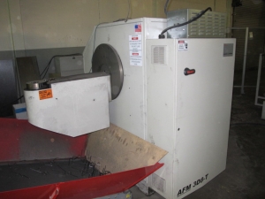 2008 AIM CNC WIRE FORMER & BENDER, 3 DIMENSIONAL, PROGRAMMABLE CNC CONTROL, MODEL 3D8T, 8MM WIRE DIAMETER RANGE, ACCUFORM MODULAR, MAX. WIRE TENSILE AT MAX. WIRE DIAMETER: 8kPSI, SINGLE END THREADING MODULE, S/N C6F08292008; W/ 2008 AIM P270-5 TURNTABLE, ONLY 4,767 ON TIME HOURS-1