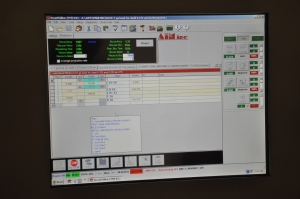2008 AIM CNC WIRE FORMER & BENDER, 3 DIMENSIONAL, PROGRAMMABLE CNC CONTROL, MODEL 3D8T, 8MM WIRE DIAMETER RANGE, ACCUFORM MODULAR, MAX. WIRE TENSILE AT MAX. WIRE DIAMETER: 8kPSI, SINGLE END THREADING MODULE, S/N C6F08292008; W/ 2008 AIM P270-5 TURNTABLE, ONLY 4,767 ON TIME HOURS-1