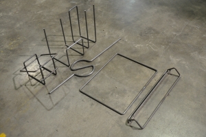 2008 AIM CNC WIRE FORMER & BENDER, 3 DIMENSIONAL, PROGRAMMABLE CNC CONTROL, MODEL 3D8T, 8MM WIRE DIAMETER RANGE, ACCUFORM MODULAR, MAX. WIRE TENSILE AT MAX. WIRE DIAMETER: 8kPSI, SINGLE END THREADING MODULE, S/N C6F08292008; W/ 2008 AIM P270-5 TURNTABLE, ONLY 4,767 ON TIME HOURS-1