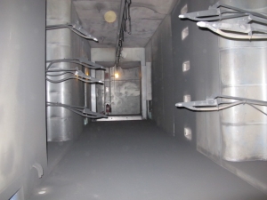 NORDSON, MODEL CK-9000, POWDER COATING BOOTH, CYCLONE TYPE POWDER, 9000 CFM, (8) AUTOMATIC SPRAY GUNS, APPROX. 60î X 72î OPENINGS, APPROX. 22Í INTERIOR BOOTH LENGTH, SINGLE PASS, I- CONTROL SYSTEM, DIAGRAM NO. P97-394A-05, POWER COATING GUNS, ETC-20