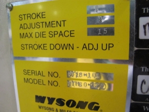 WYSONG HYDRAULIC PRESS BRAKE, MODEL MT18-104, 10' X 60 TON CAPACITY, 6î STROKE, 9î ADJUSTMENT, 15î DIE SPACE, AUTOGAGE G24 BACKGAUGE, DUAL PALM CONTROL ON PEDESTAL STAND, ELECTRIC FOOT PEDAL,  STI MINI SAFE MS4400 SERIES LIGHT SAFETY CURTAINS, S/N MTH60-120-3
