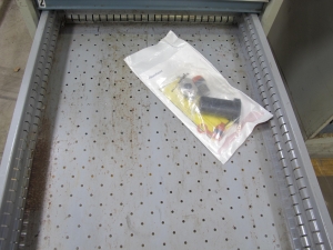 LOT TO INCLUDE: BUTCHER BLOCK TABLE TOP 72"L X 30"W, (2) LISTA 7 DRAWER CABINETS WITH MISC. CONTENTS. LOADING & HANDLING $15-1707