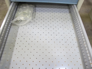 LOT TO INCLUDE: BUTCHER BLOCK TABLE TOP 72"L X 30"W, (1) LISTA 6 DRAWER CABINET WITH MISC. CONTENTS, (1) LISTA 7 DRAWER CABINET WITH MISC. CONTENTS. LOADING & HANDLING $15-1708