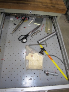 LOT TO INCLUDE: BUTCHER BLOCK TABLE TOP 72"L X 30"W, (1) LISTA 6 DRAWER CABINET WITH MISC. CONTENTS, (1) LISTA 7 DRAWER CABINET WITH MISC. CONTENTS. LOADING & HANDLING $15-1708