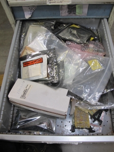 LOT TO INCLUDE: BUTCHER BLOCK TABLE TOP 72"L X 30"W, (1) LISTA 6 DRAWER CABINET WITH MISC. CONTENTS, (1) LISTA 7 DRAWER CABINET WITH MISC. CONTENTS. LOADING & HANDLING $15-1708