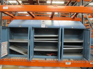 (3) LISTA LOCKER CABINETS, COMBO, EXTRA SHELVES. LOADING & HANDLING $15-1747