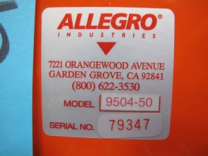 ALLEGRO INDUSTRIES INDUSTRIAL BLOWER, MODEL 9504-50-2055