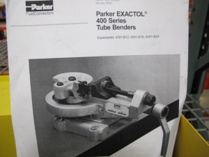 PARKER EXACTOL TUBE BENDER, MODEL NUMBER 412, WITH INSTRUCTION BOOKLET-2061