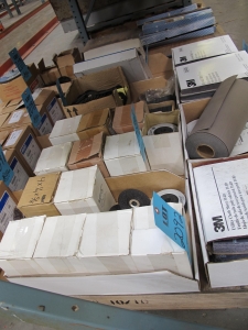 LOT TO INCLUDE SPEDECUT AND 3M: (300~) DEPRESSED CENTER GRINDING WHEELS, 4" X 1/4" X 5/8", MISC. GRINDING WHEELS, SANDER BELTS, ABRASIVE RINGS-2092