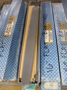 LOT TO INCLUDE: (48~) LIKE NEW GROBET 16" FLAT BASTARD FILES, MISC. FILES AND FILE HANDLES, (1 CRATE) MISC. TAPS, DIES, AND HANDLES-2094