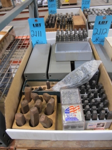 LOT TO INCLUDE STEEL STAMPS: (2) NUMERICAL SETS, 1/8", (1) NUMERICAL SET 5/8", (1) ALPHABETICAL SET, 1/4", (4) PARTIAL ALPHABETICAL SETS, MISC SIZES-2111