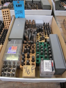 LOT TO INCLUDE STEEL STAMPS: (2) NUMERICAL SETS, 1/8", (9) PARTIAL SETS ALPHABETICAL AND NUMERICAL-2114