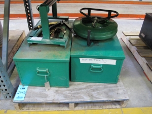 LOT TO INCLUDE: (2) GREENLEE JOB BOXES WITH MISC. TOOLING, (1) GREENLEE ROPE REEL,ING MODEL NUMBER 644, (1) FIBERGLASS FISH TAPE WITH CASE-2143