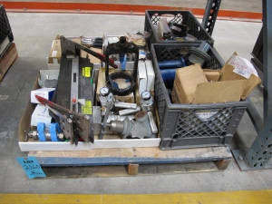LOT TO INCLUDE BUT NOT LIMITED TO: SWAGELOK VALVE FITTINGS, (2) EST G150 INJECTORS, (2) TUBE CUTTERS, (1) HASKEL MODEL 4B-21 LIQUID PUMP, (5~) TESCOM SELF VENTING REGULATORS, MODEL 44-1327-2082-056, (2~) ITT CONOFLOW AIRPAK FILTER REGULATORS, MODEL GFH60XTKE71G F89, BELLAFRAM AIR PRESSURE REGULATORS, (1) SC PUMP MODEL 600-25-2160