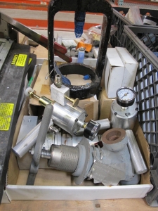 LOT TO INCLUDE BUT NOT LIMITED TO: SWAGELOK VALVE FITTINGS, (2) EST G150 INJECTORS, (2) TUBE CUTTERS, (1) HASKEL MODEL 4B-21 LIQUID PUMP, (5~) TESCOM SELF VENTING REGULATORS, MODEL 44-1327-2082-056, (2~) ITT CONOFLOW AIRPAK FILTER REGULATORS, MODEL GFH60XTKE71G F89, BELLAFRAM AIR PRESSURE REGULATORS, (1) SC PUMP MODEL 600-25-2160