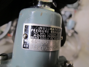 PALLETAINER LOT TO INCLUDE: LARGE QUANTITY OF SIEMENS, NULLMATIC, FAIRCHILD, TESCOM, EST, AND FISHER PRESSURE REGULATORS, GAUGES, AND FITTINGS,  SS BRAIDED FLEX PIPING-2169