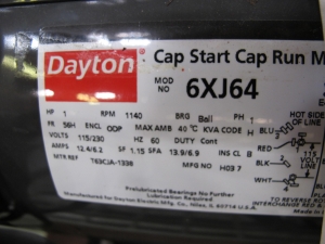 LOT TO INCLUDE: PUMP ASSEMBLY WITH DAYTON MOTOR, MODEL NUMBER 6XJ64, 1 HP, 1140 RPM, 115 V, 60 HZ, 12.4 A-2184